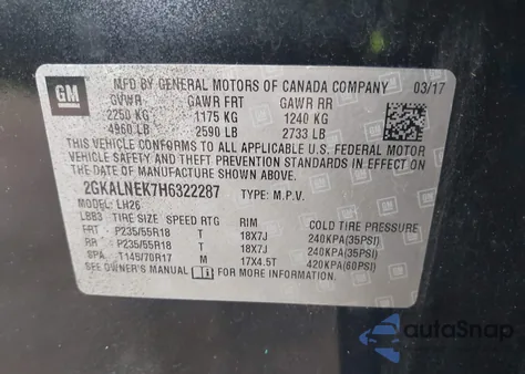 2017 GMC Terrain Sle-2 from USA, damaged, VIN 2GKALNEK7H6322287